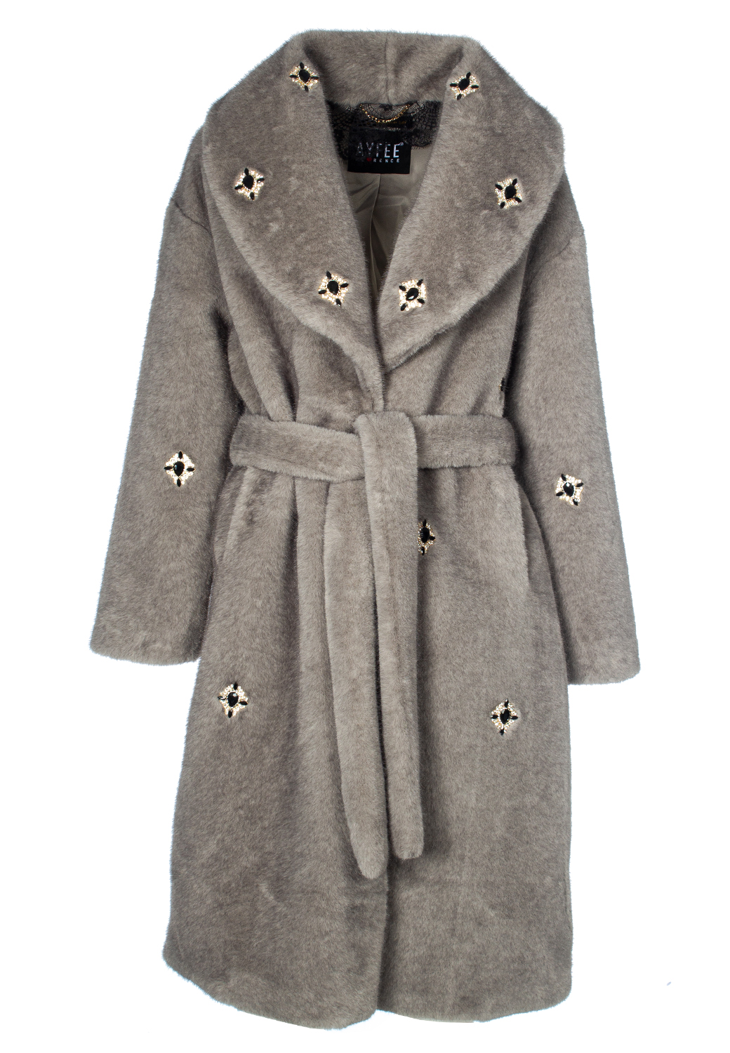 GIACCA LUNGA DETTAGLIO CASTONI FAUX FUR FAKE MINK,4 TG,100%PL,MADE IN PRC    - GREY